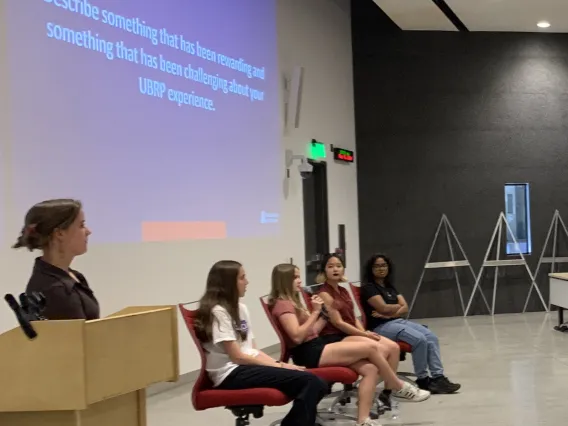Picture of student panel answering questions