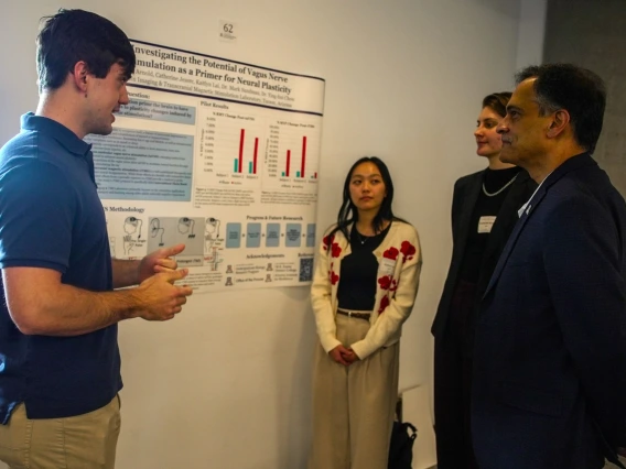President Garimella with UBRP Students, Gavin Arnold, Kaitlyn Lai, & Catherine Jezerc