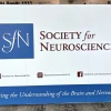 Ava Pal poses in front of the Society for Neuroscience sign